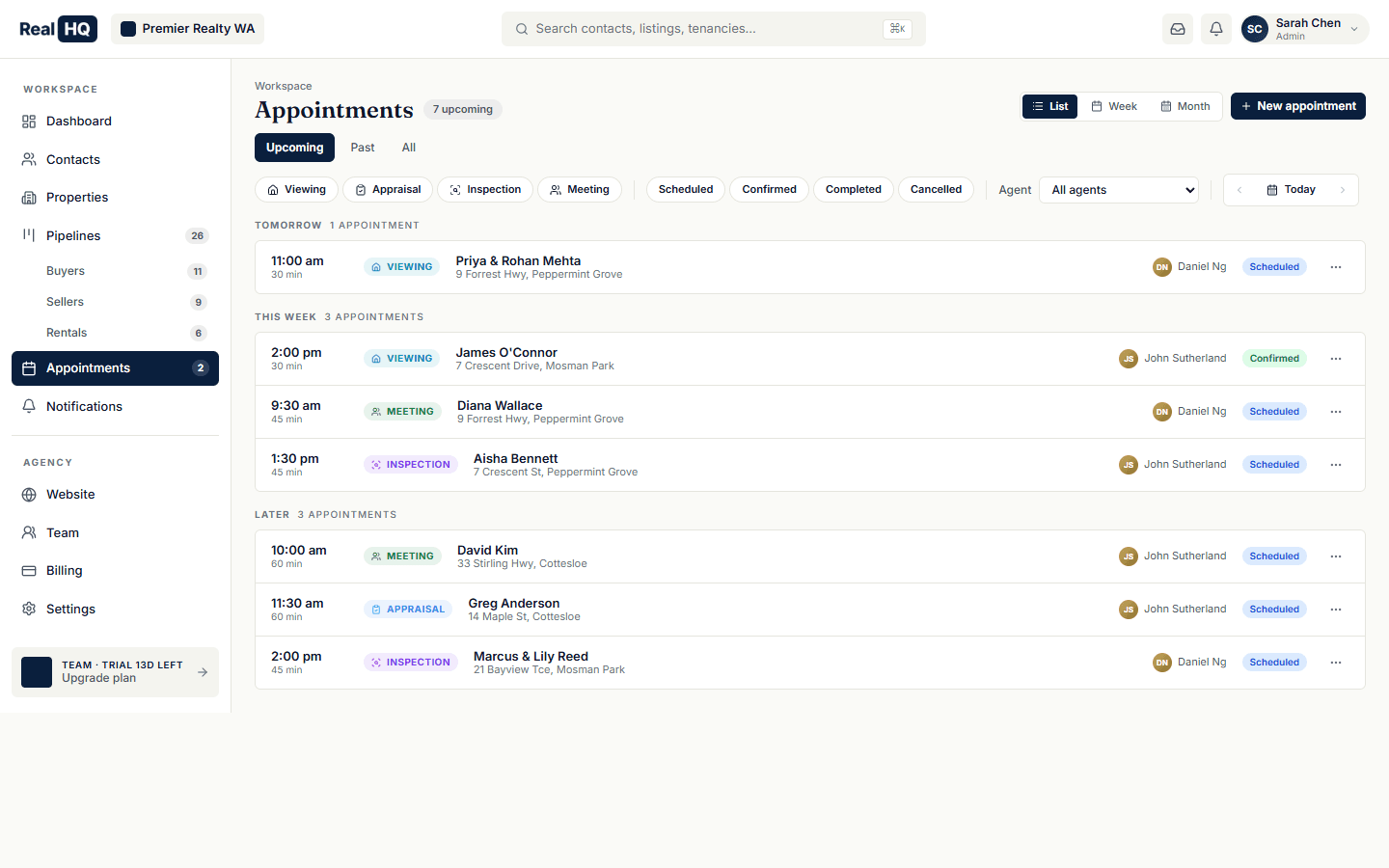 Appointment booking modal · with notification toggle
